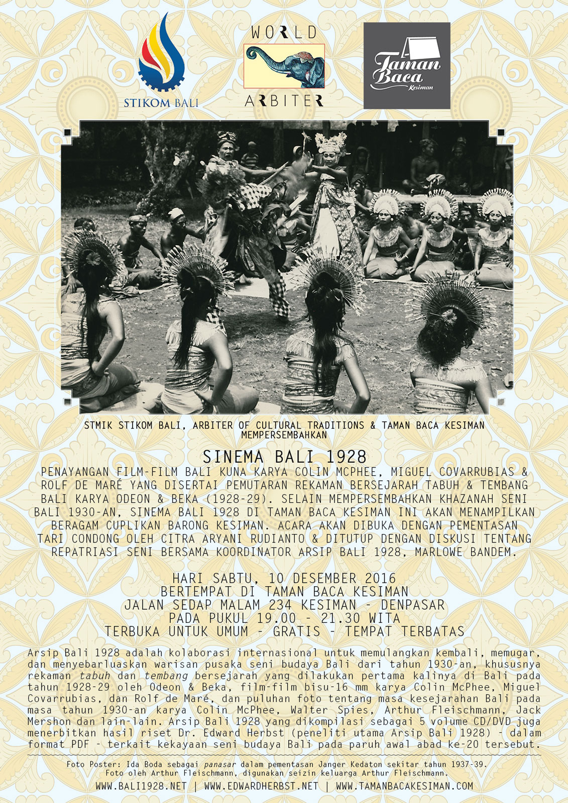 Sinema Bali 1928 di Taman Baca Kesiman